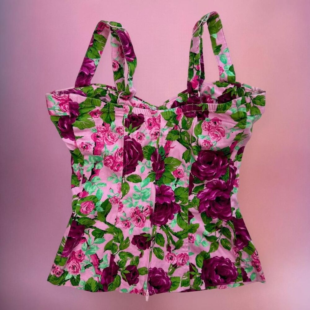 Deadly Dames Floral Bustier Top XS - Picture 2 of 3